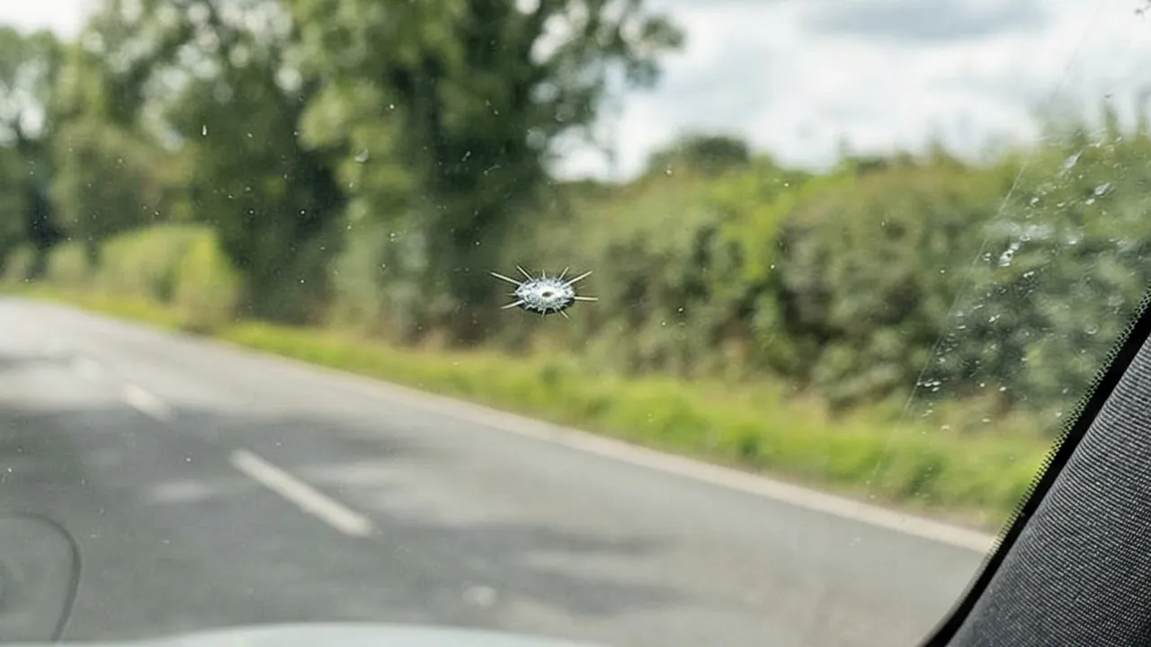 Pare-brise avant intervention — fissure ou impact visible